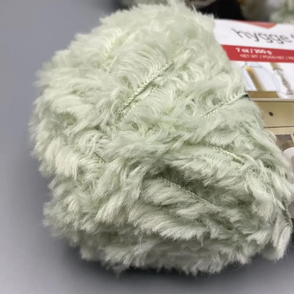 Red Heart Hygge Fur 2 Skeins Nylon Yarn 7 Oz‎ 260 Yds Each Eucalyptus Green